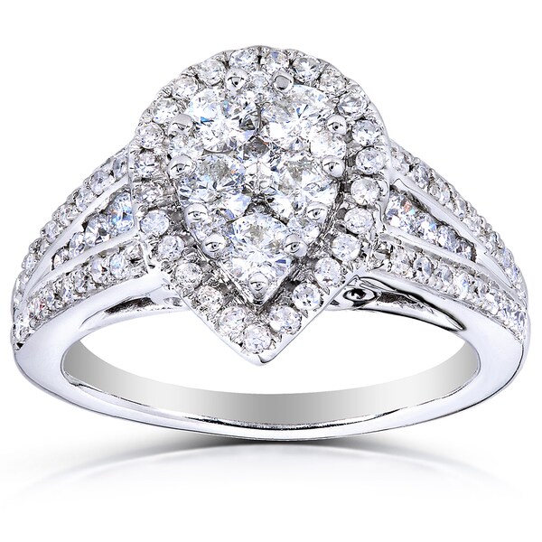 Annello by Kobelli 14k Gold 1ct TDW Pear Shape Diamond Ring (H-I, I1-I2)