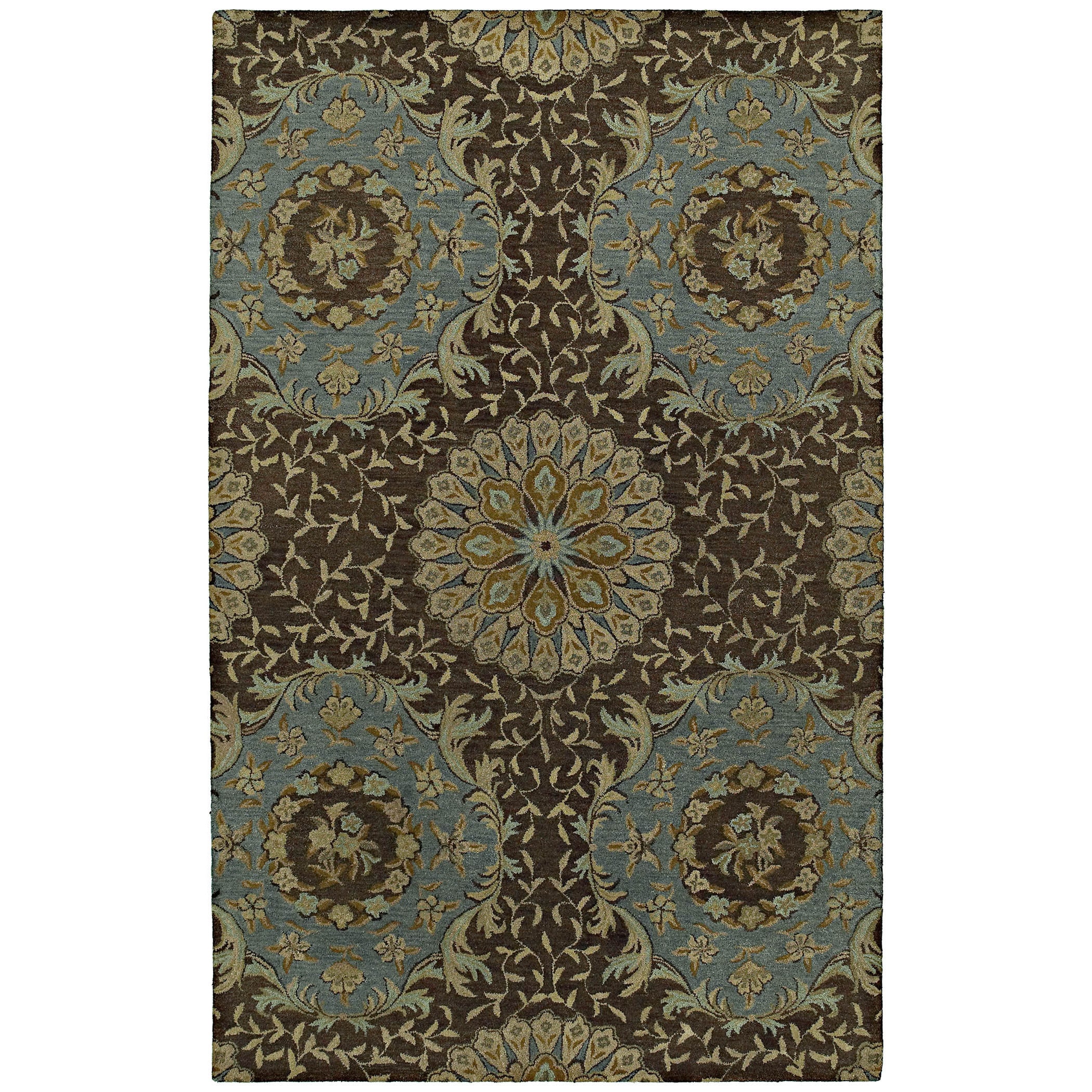 St. Joseph Chocolate Brown Damask Hand tufted Wool Rug (96 X 130)