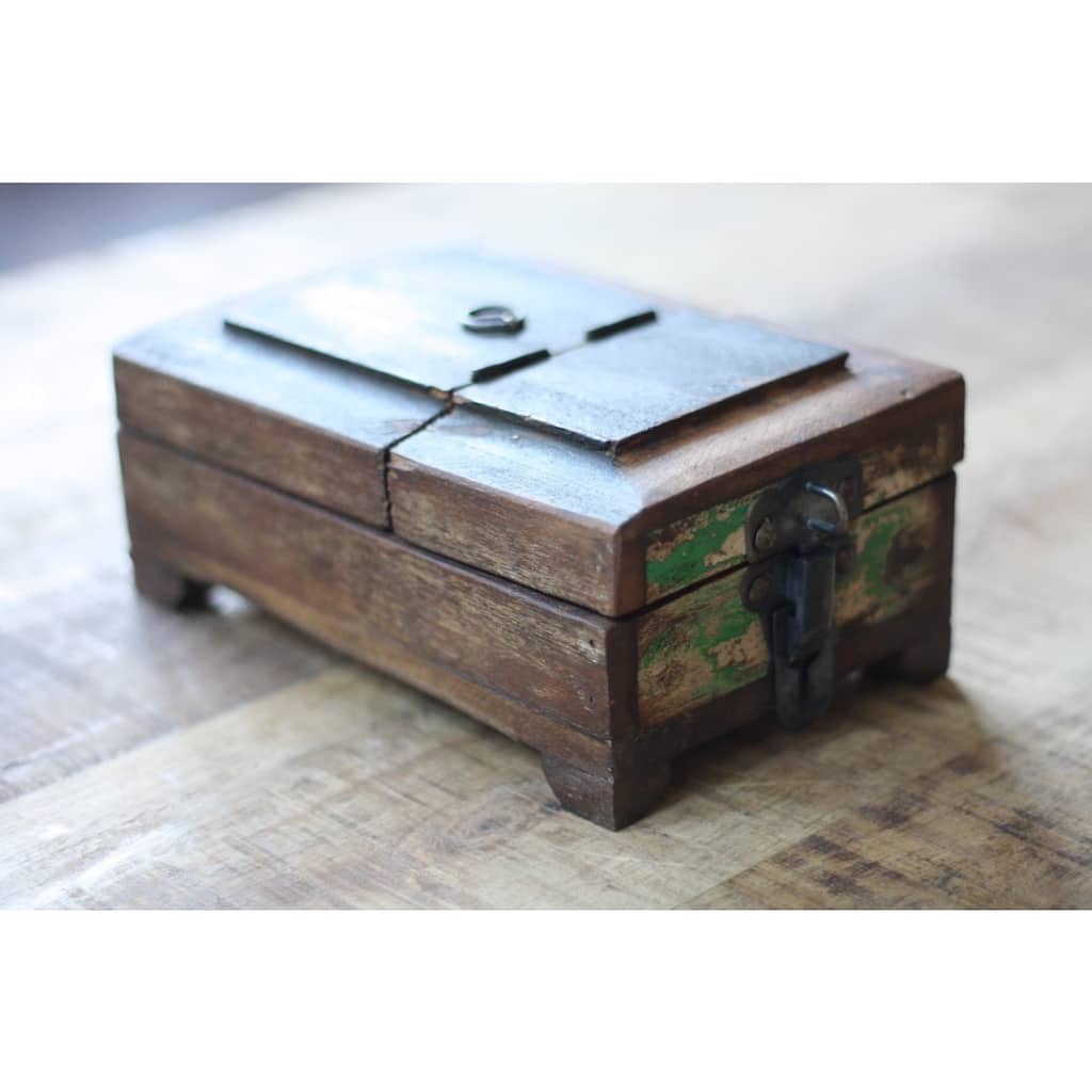 Reclaimed Wood Barber Box (India) - 8"H x 6"W x 4"L