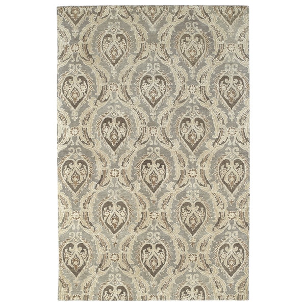 St. Joseph Taupe Damask HandTufted Wool Rug (9'6 x 13'0) Free Shipping Today Overstock