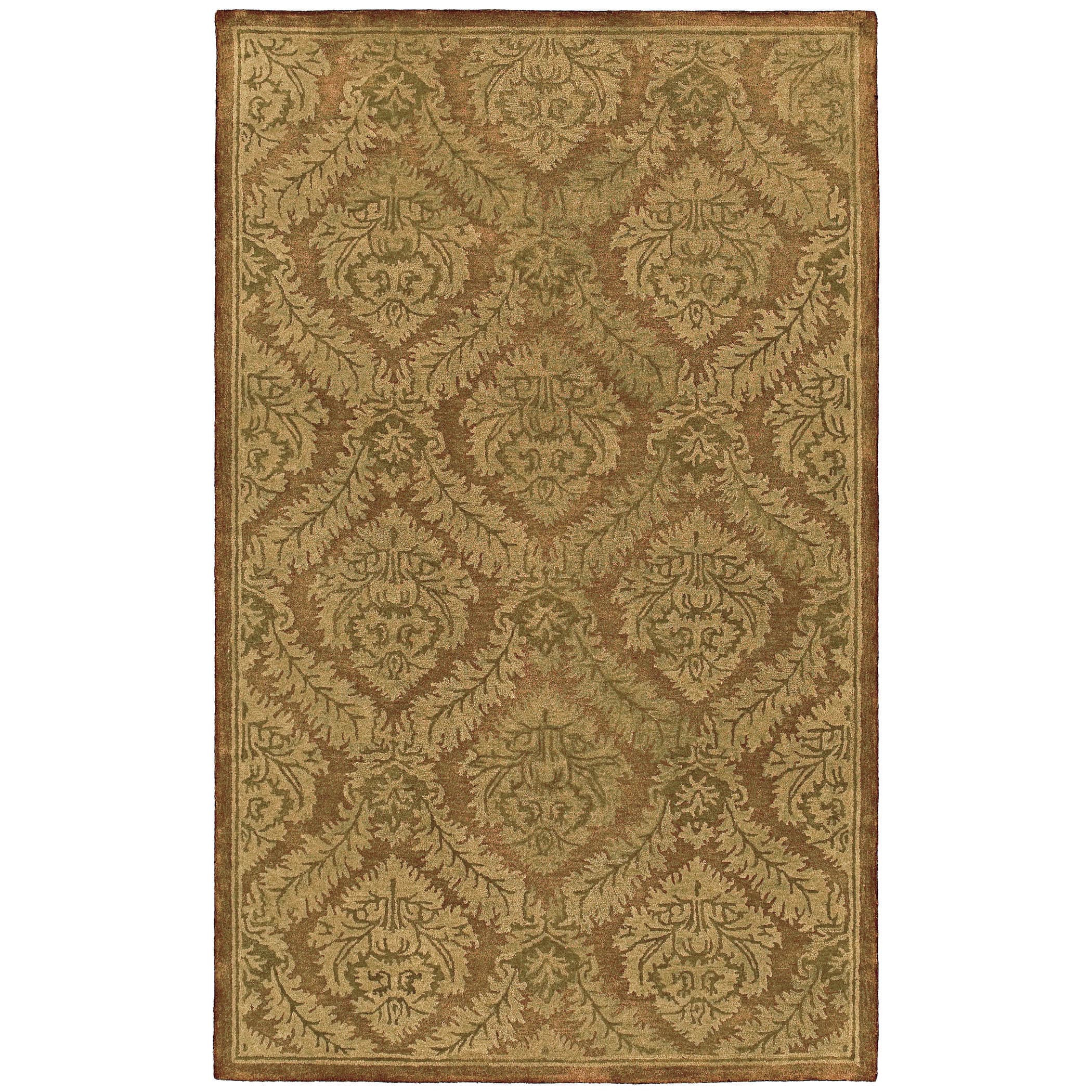 St. Joseph Copper Damask Hand tufted Wool Rug (96 X 130)