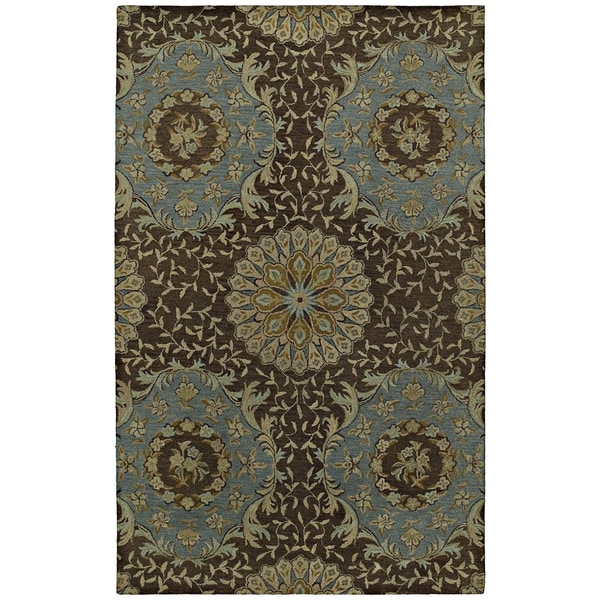 St. Joseph Chocolate Brown Damask Hand-Tufted Wool Rug - 3'6" x 5'3"