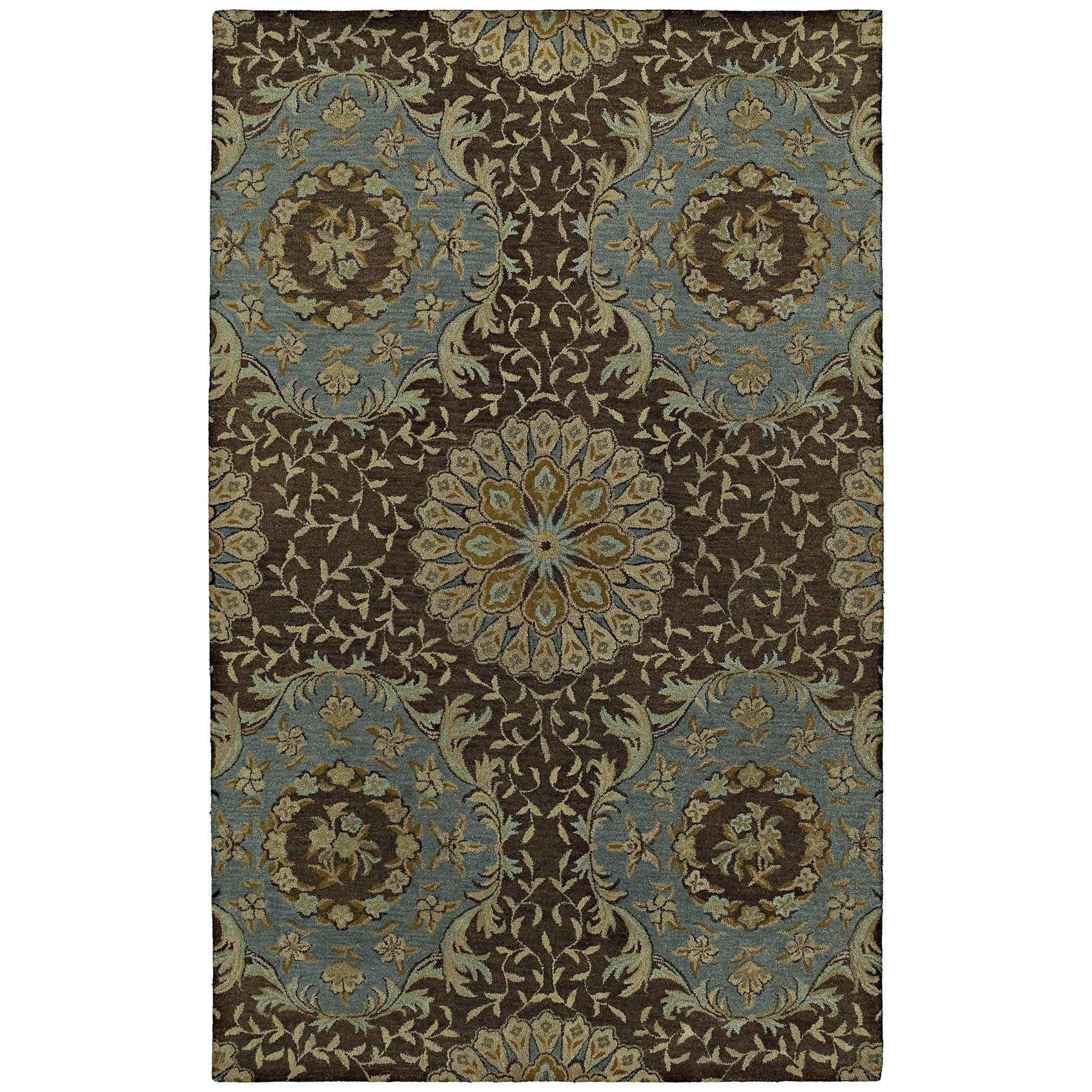 St. Joseph Chocolate Brown Damask Hand tufted Wool Rug (36 X 53)