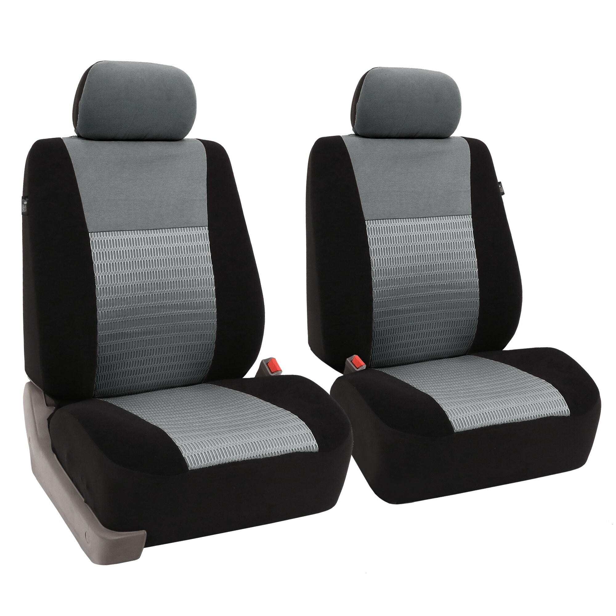Fh Group Trendy Elegance Grey Airbag Compatible Front Bucket Seat Covers (set Of 2)