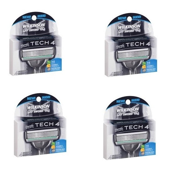 Wilkinson Sword Tech 4 Razor Cartridges 4 Count (Pack of 4) Schick Manual Shavers