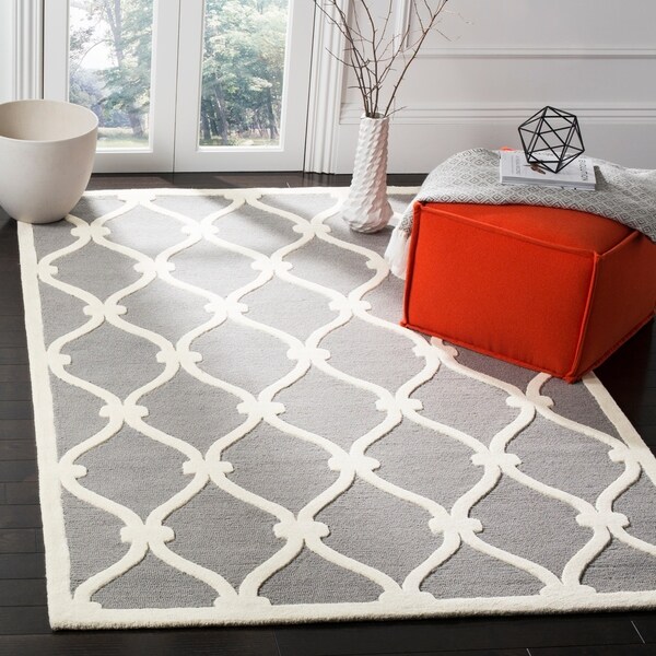Safavieh Handmade Moroccan Cambridge Dark Grey/ Ivory Wool Rug - 8' x 10'