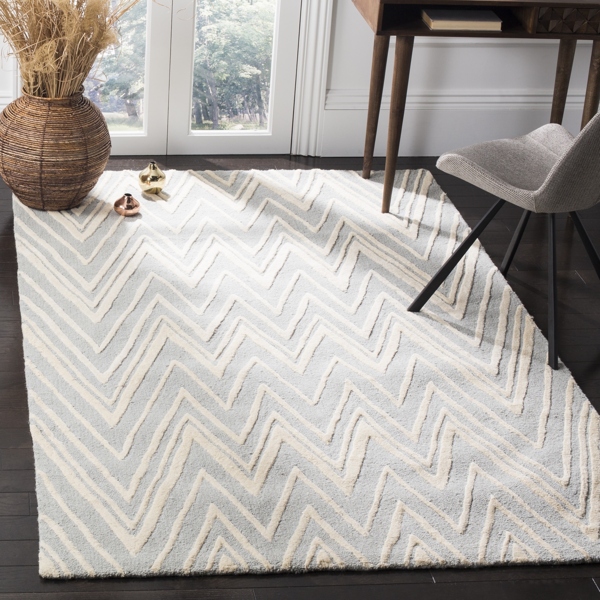 Safavieh Handmade Moroccan Cambridge Grey/ Ivory Wool Rug (6 Square)