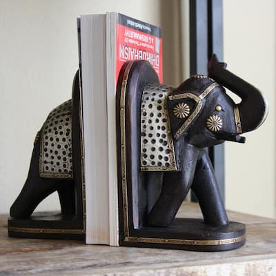 Handmade Elephant Bookend Pair (India)