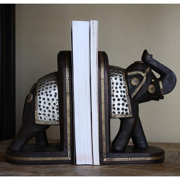 Handmade Wooden Elephants shops Bookends