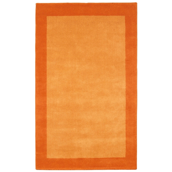 Hand tufted Bordered Pulse Orange Wool Rug (8' x 10') 7x9   10x14 Rugs