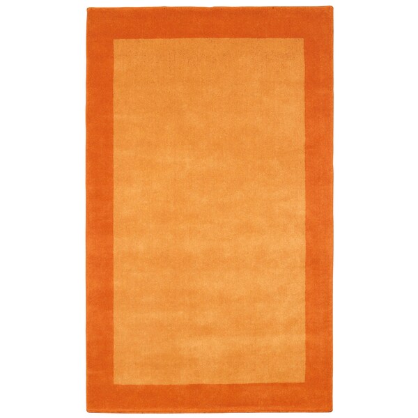 Shop Handtufted Bordered Pulse Orange Wool Rug (8' x 10') 8' x 10