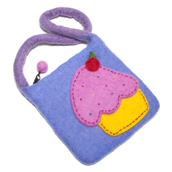 Handmade Children's Felted Wool Cupcake Bag (Nepal) Free Shipping On