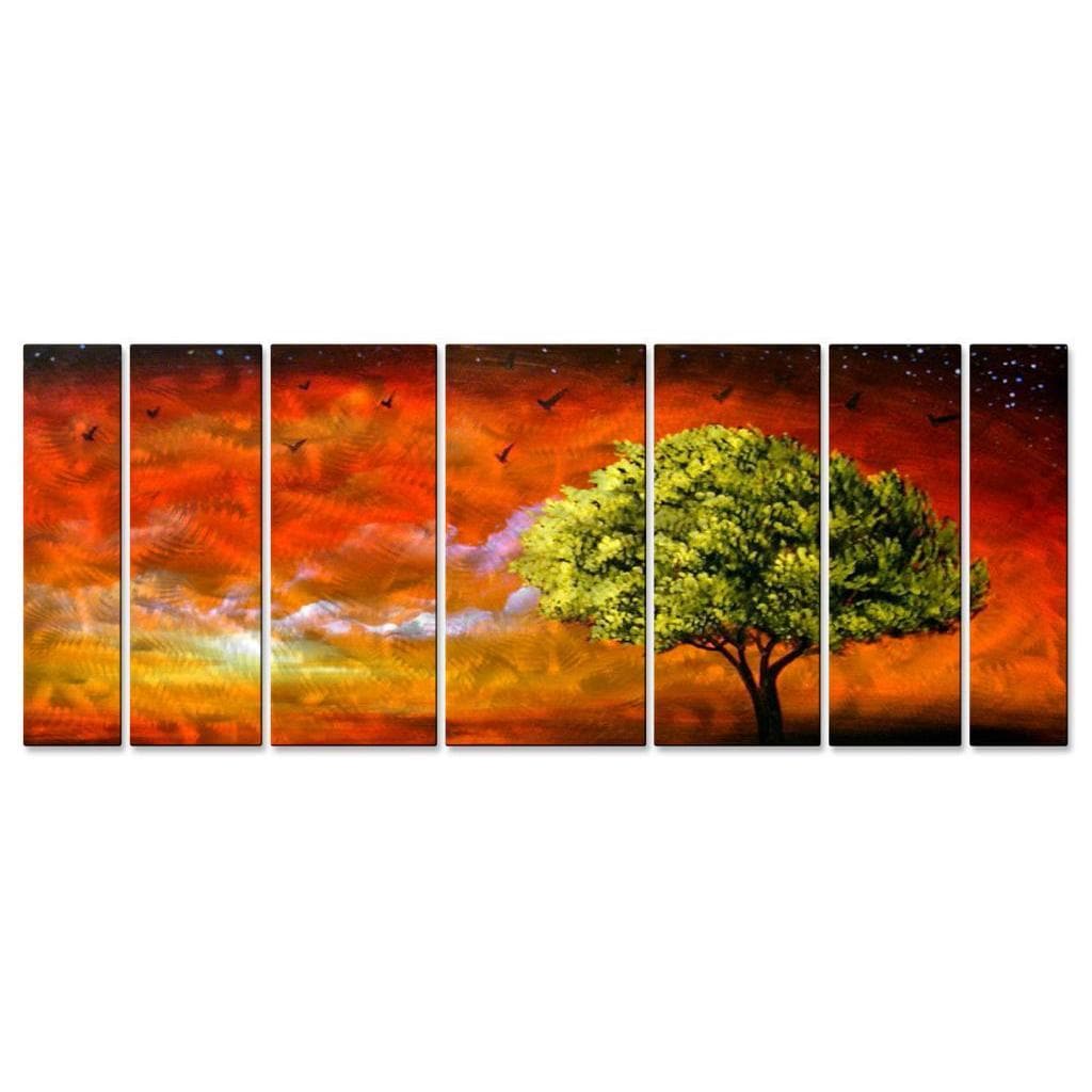 Matthew Hamblen Marmalade Metal Wall Art 7 panel Set (LargeSubject LandscapesMedium MetalOuter dimensions 23.5 inches high x 66 inches wide x 1 inches deep )