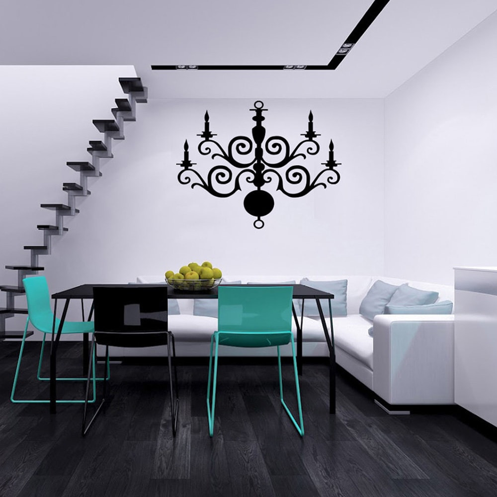 Glossy Black 2 tier Chandelier Vinyl Wall Decal