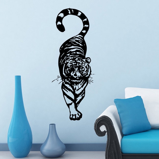 Tiger Vinyl Wall Decal (Glossy blackEasy to applyDimensions 25 inches wide x 35 inches long )