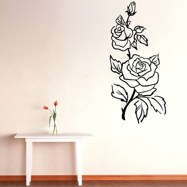 Rose Vinyl Wall Decal (Glossy blackEasy to applyDimensions 25 inches wide x 35 inches long )