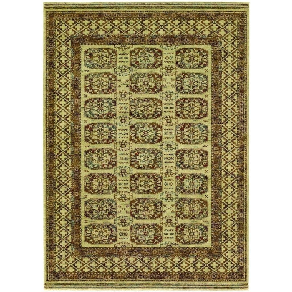 Afghan Panel/ Antique Cream Persian New Zealand Wool Area Rug (53 X 76)