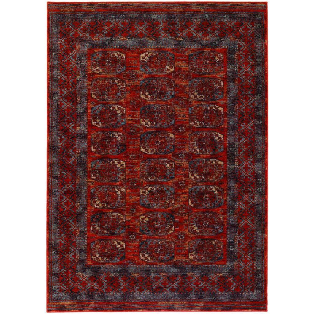 Afghan Panel Rust Persian New Zealand Wool Area Rug (66 X 910)