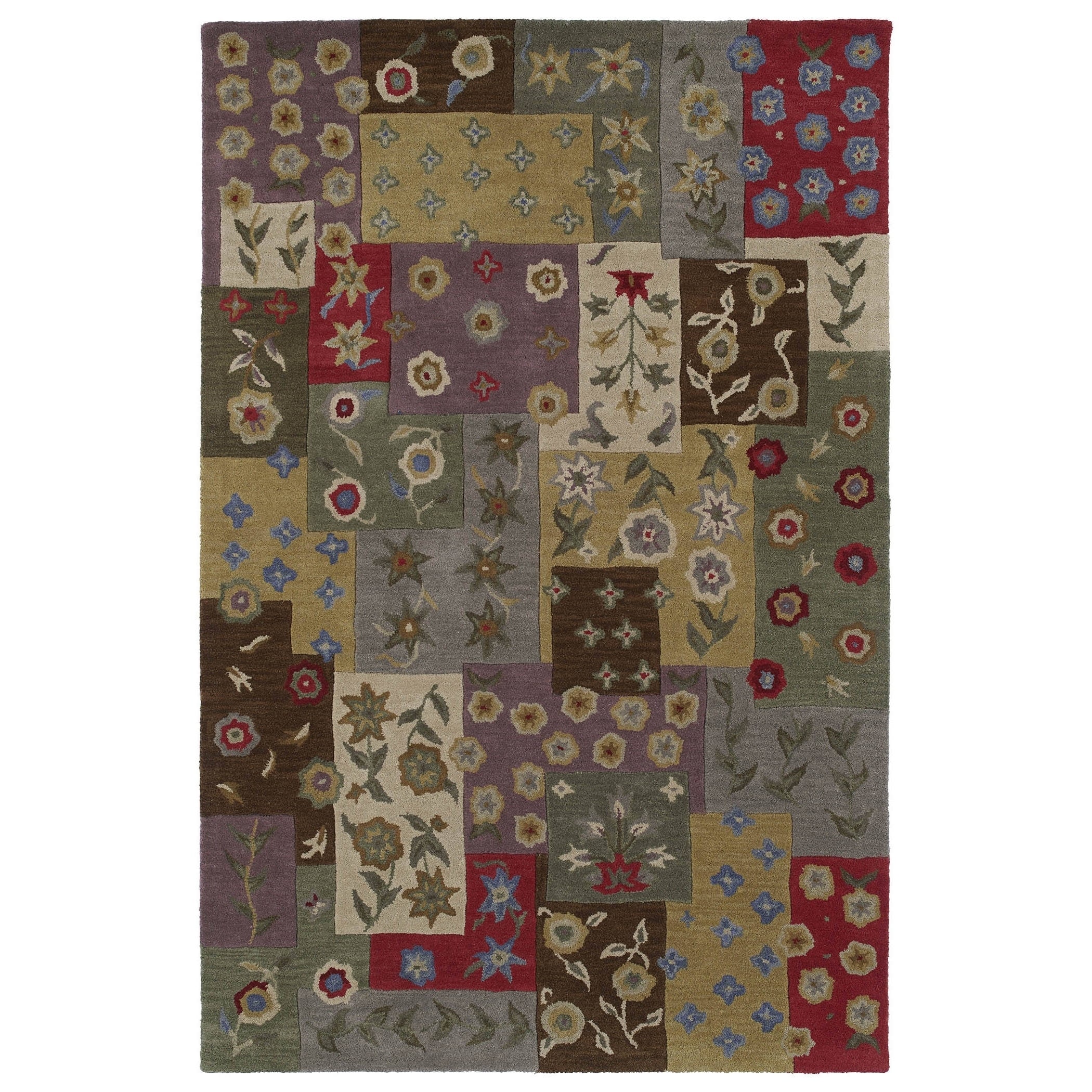 Lawrence Multi Patchwork Hand tufted Wool Rug (50 X 79)