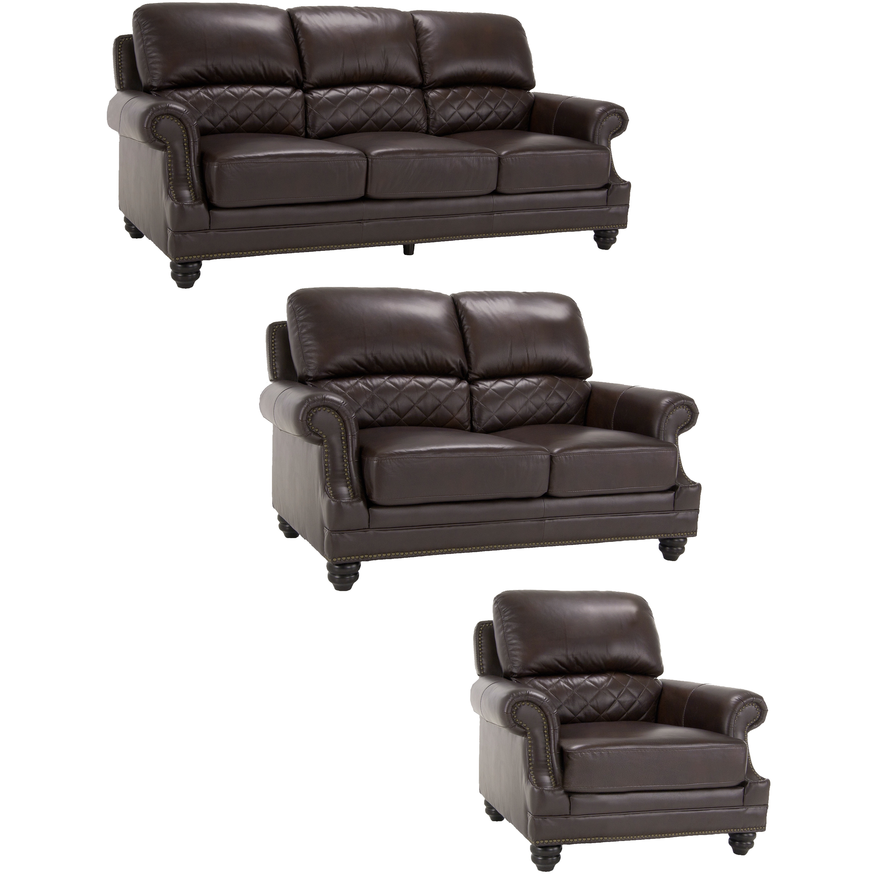 James Brown Italian Leather Sofa, Leather Loveseat And Leather Chair