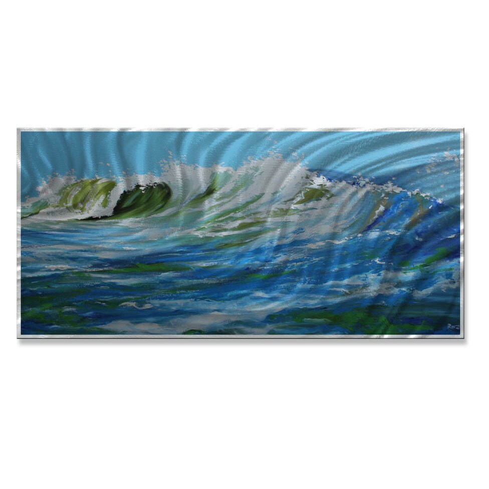 Rosilyn Young Wave Metal Wall Sculpture (LargeSubject Sea and ShoreMedium MetalOuter dimensions 17 inches high x 35.5 inches wide x 1 inches deep )