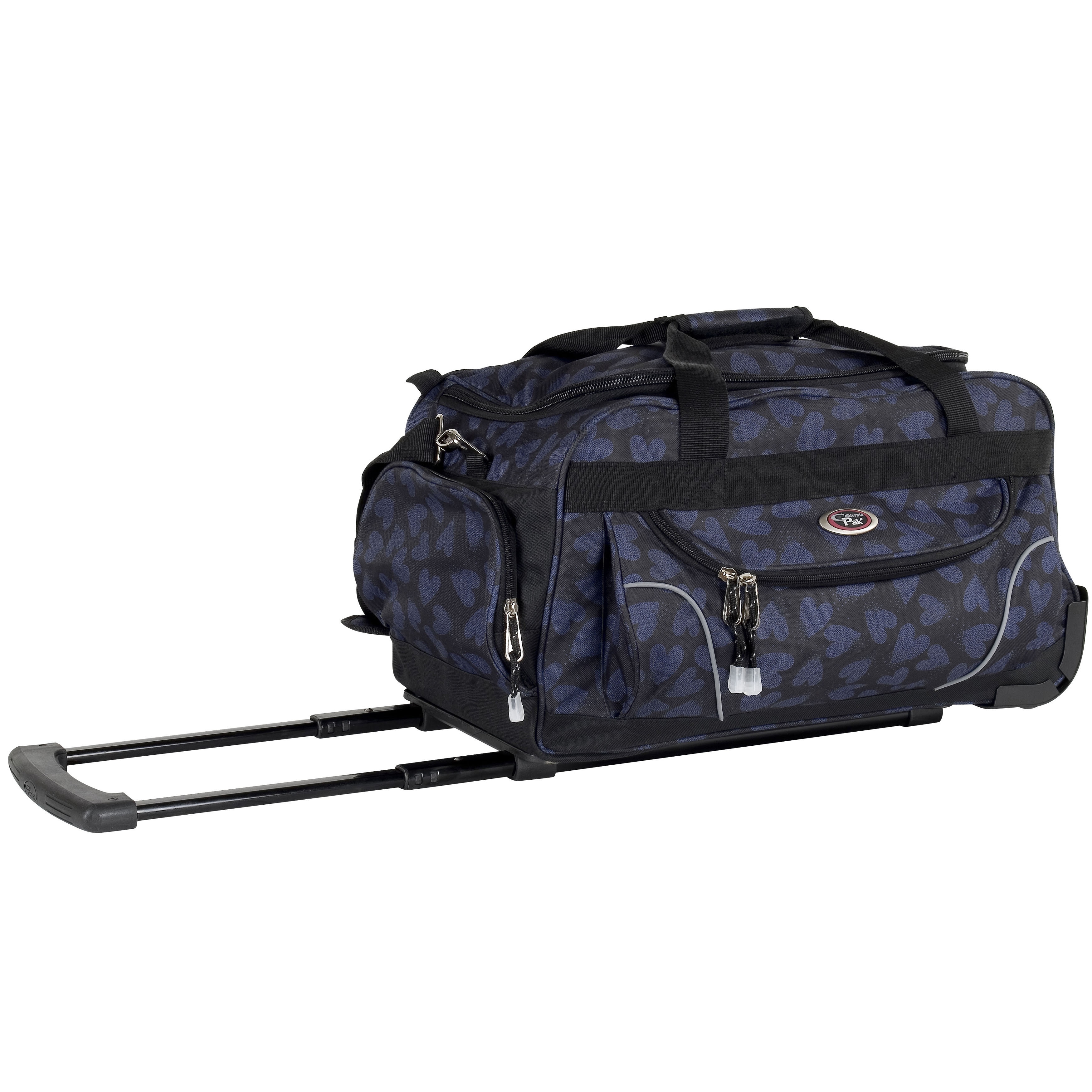 Calpak Champ Blue Scatter Heart 21 inch Carry On Rolling Upright Duffel Bag