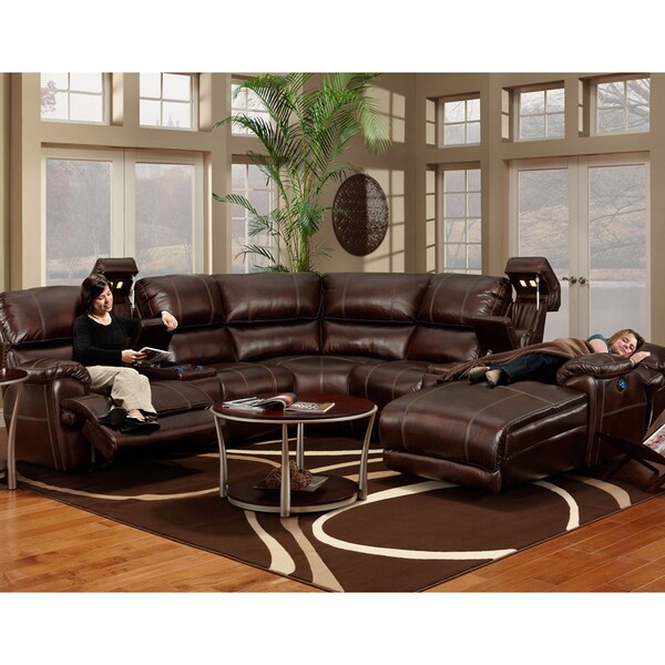 Franklin Presley Chocolate Faux Leather Motion 4-piece Sectional - Free ...