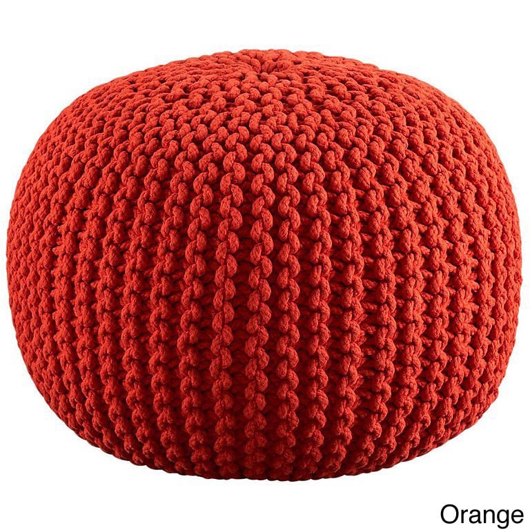 Celebration Hand Knitted Pure Cotton Braid Pouf