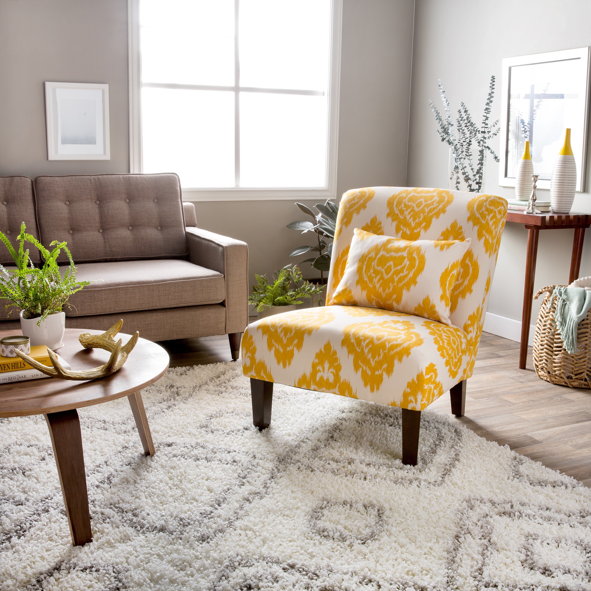 Anna Yellow Ikat Accent Chair