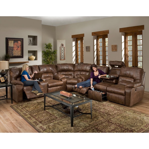 Shop Dakota Motion Brown Faux Leather 3-piece Sectional 