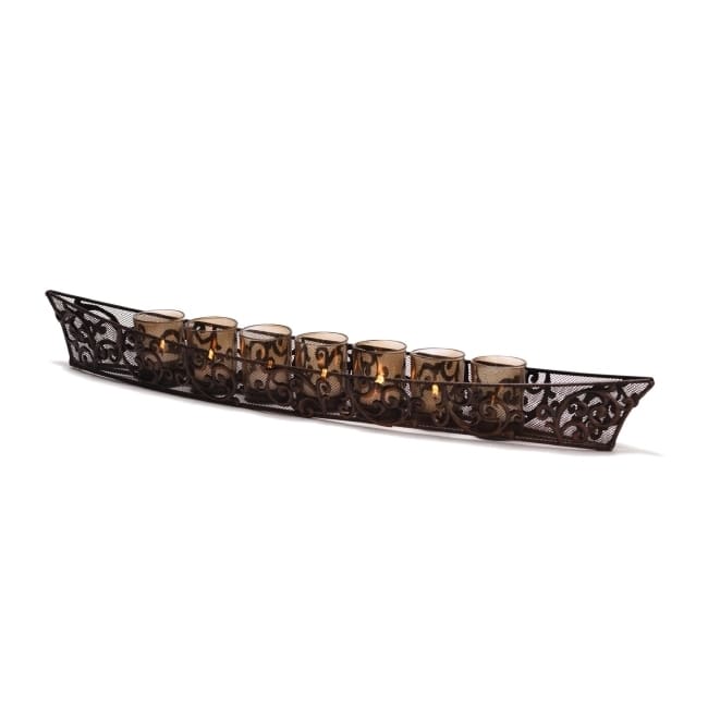 Elements Bronze Metal Finish Linear Candle Holder