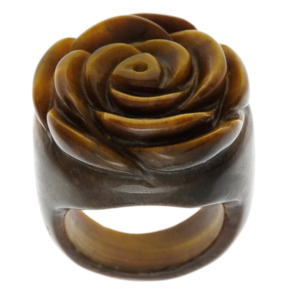 Tiger's Eye Flower Ring Gemstone Rings