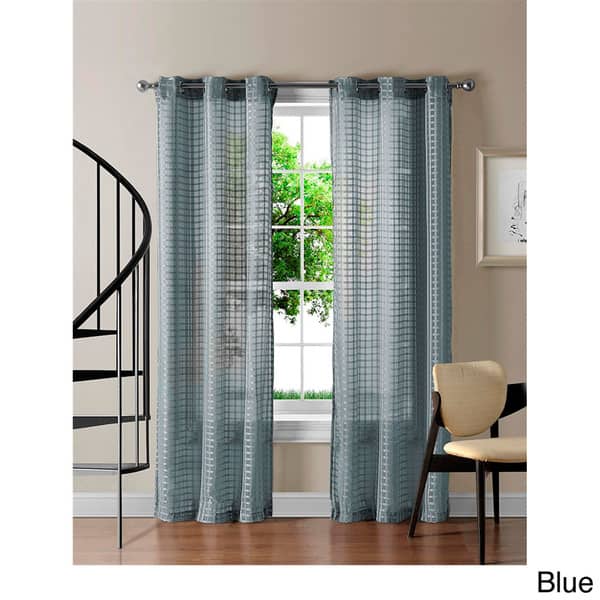 Shop Vcny Jacob Grommet Sheer Gingham 84 Inch Curtain Panel Pair