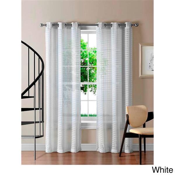 Shop Vcny Jacob Grommet Sheer Gingham 84 Inch Curtain Panel Pair