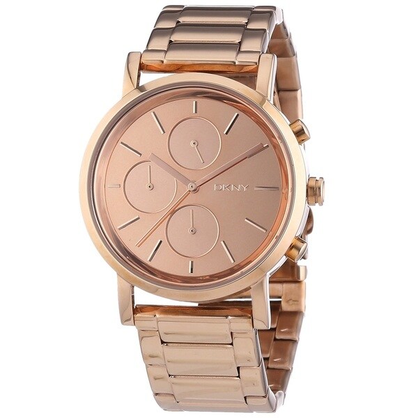 DKNY Women's Mirror Rose-gold-tone Chronograph Watch - Overstock ...