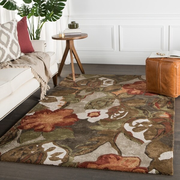 Clemente Handmade Floral Light Gray/ Multicolor Area Rug (9' X 12') - 8'10" x 11'9"