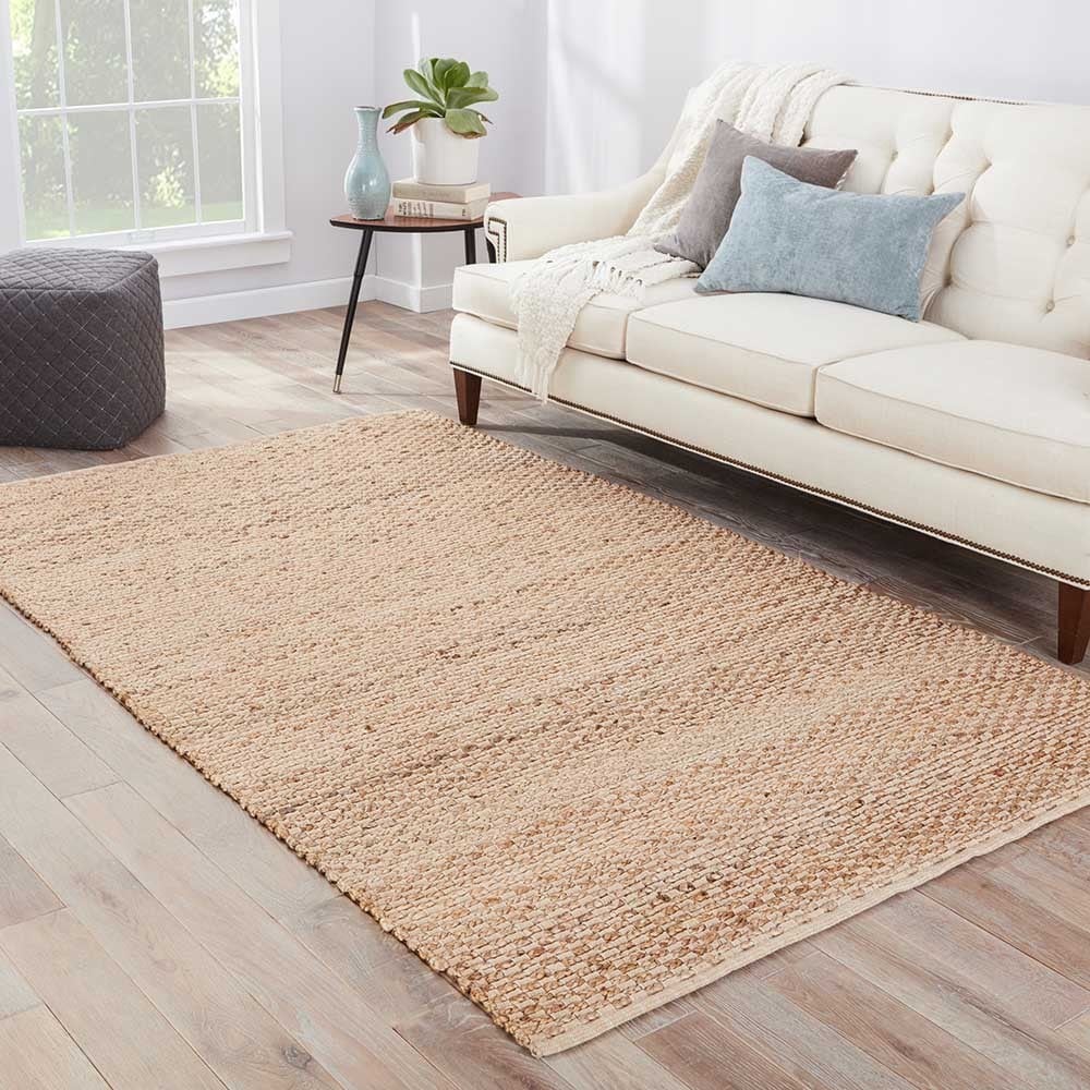 Hand made Solid Pattern Taupe/ Gray Jute/ Cotton Rug (9x12)