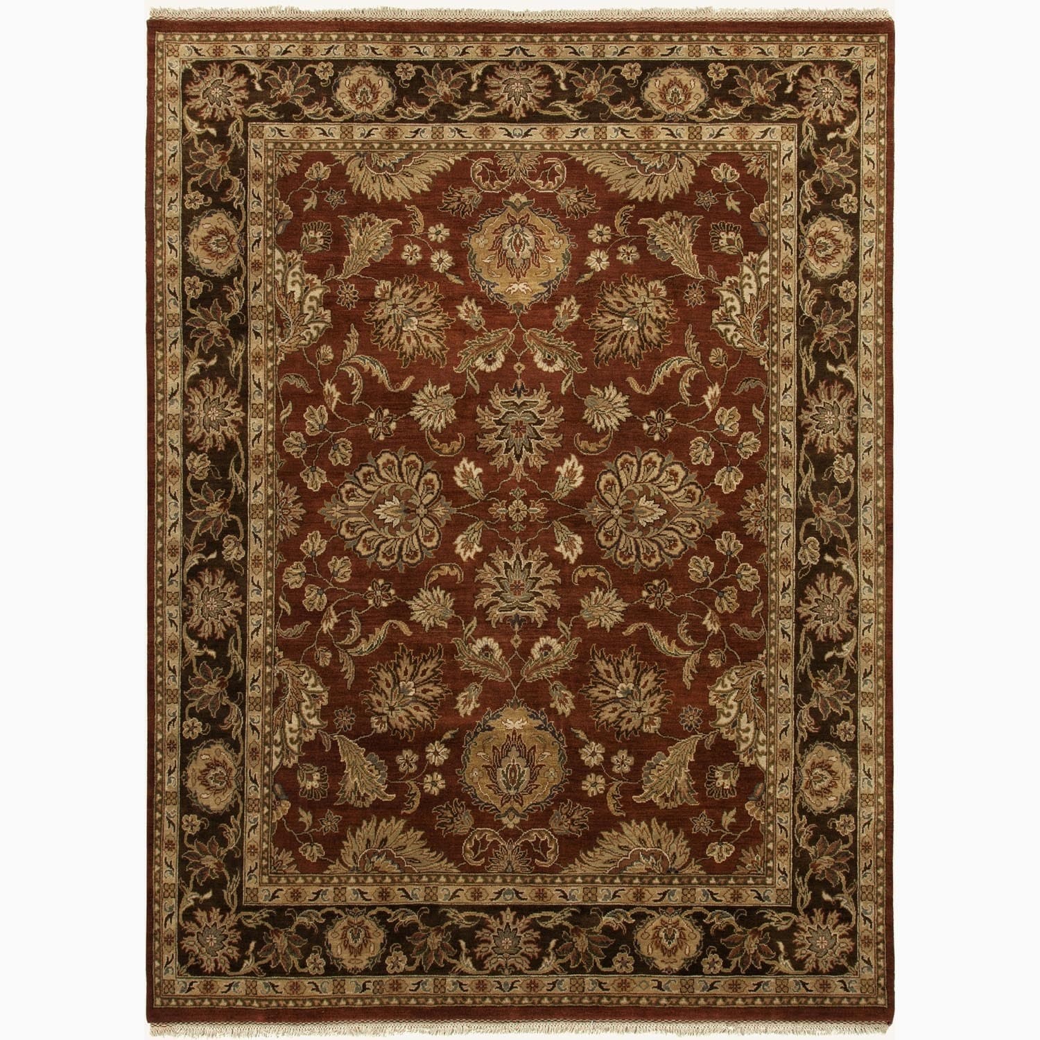 Hand made Oriental Pattern Red/ Brown Wool Rug (6x9)