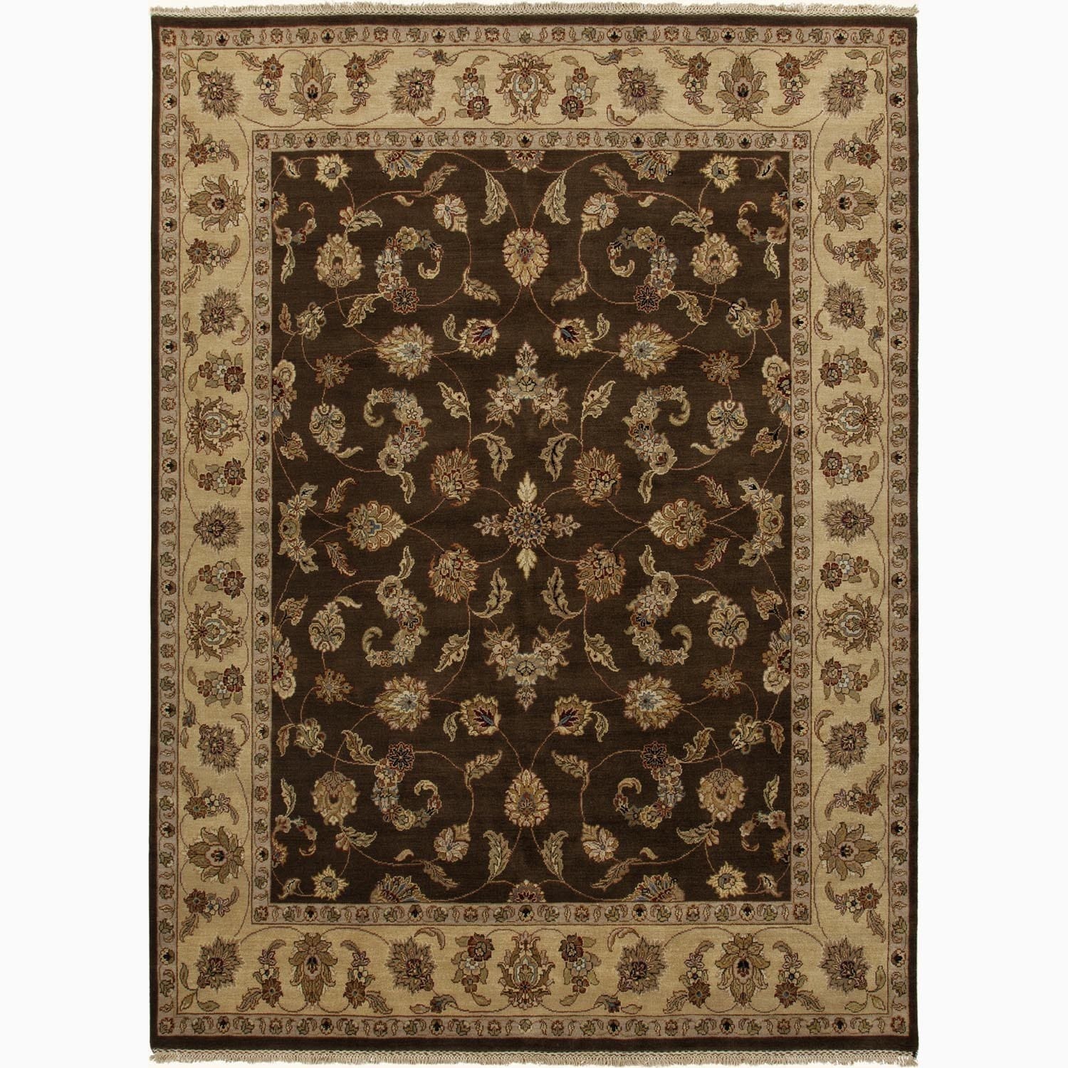 Hand made Oriental Pattern Brown/ Tan Wool Rug (2x3)