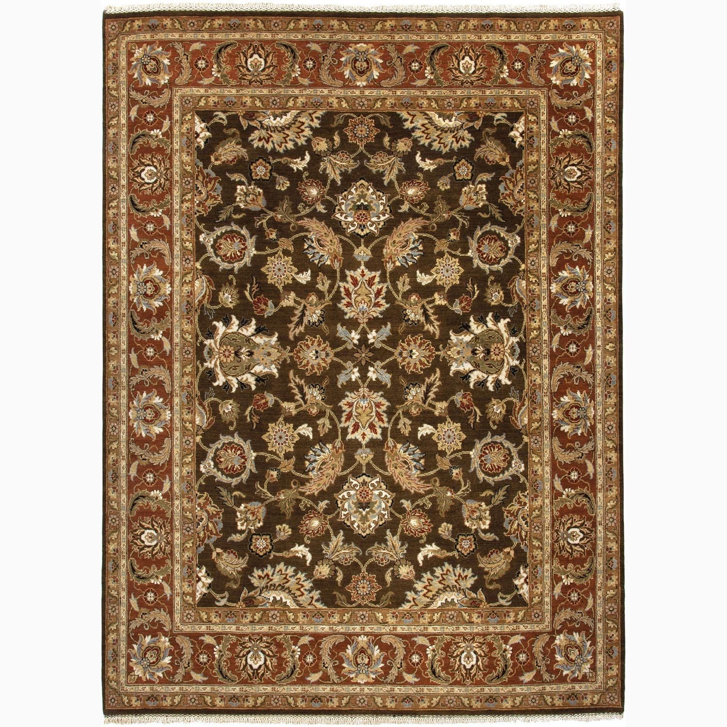 Hand made Oriental Pattern Brown/ Red Wool Rug (2x3)