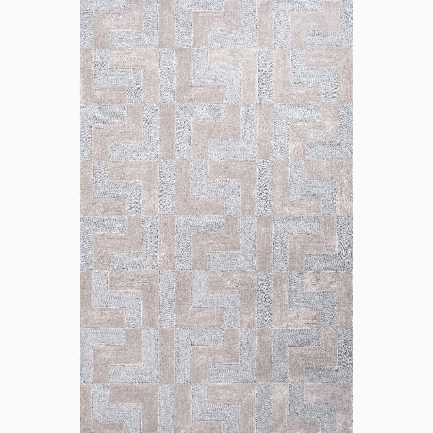 Hand made Blue/ Tan Polyester Textured Rug (8x10)