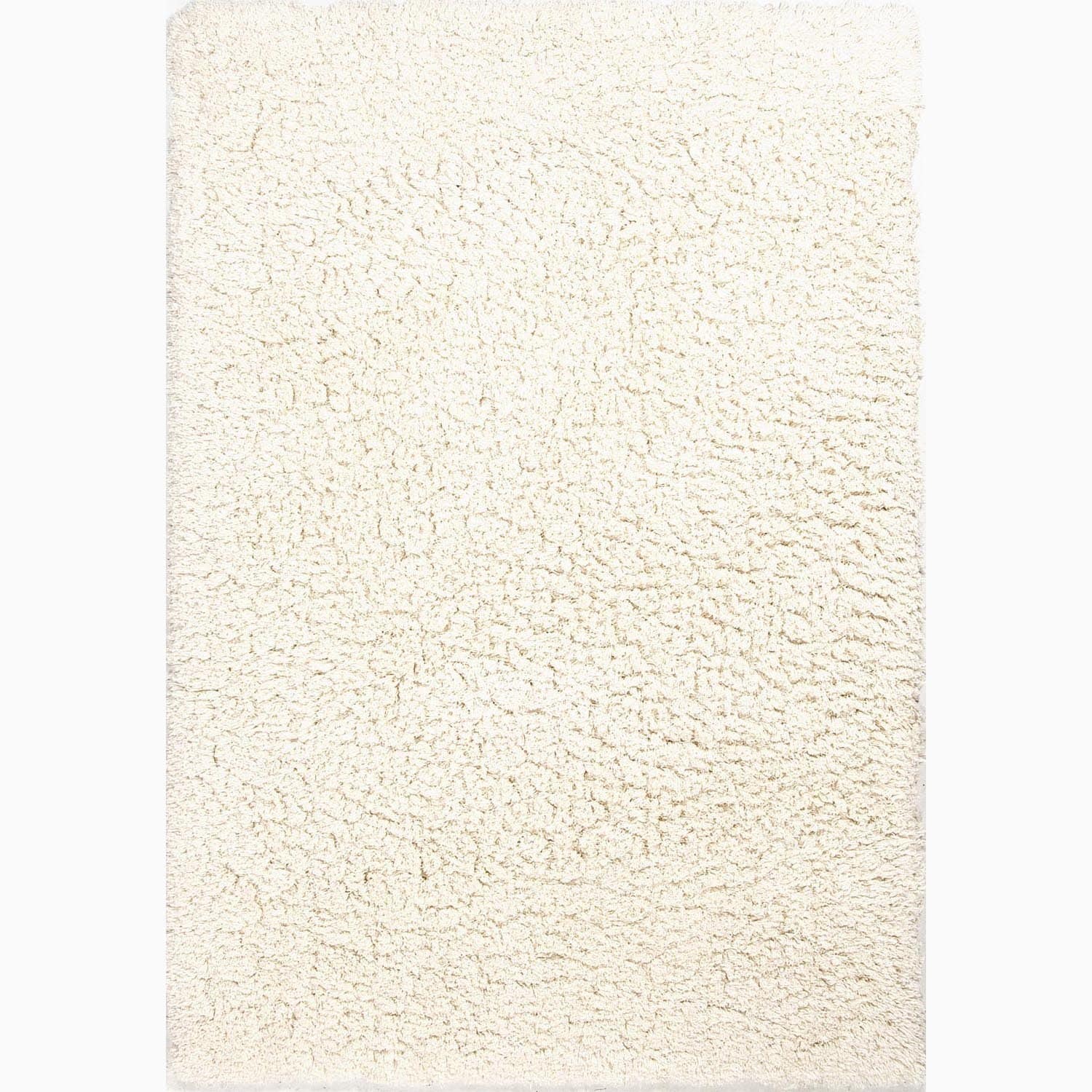 Hand made Ivory/ White Polyester Plush Pile Rug (8x10)