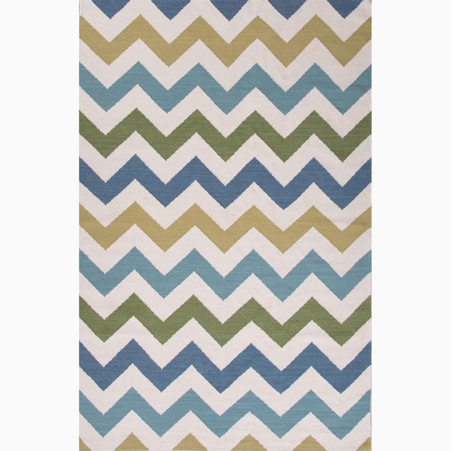 Hand made Ivory/ Blue Wool Easy Care Rug (3.6x5.6)