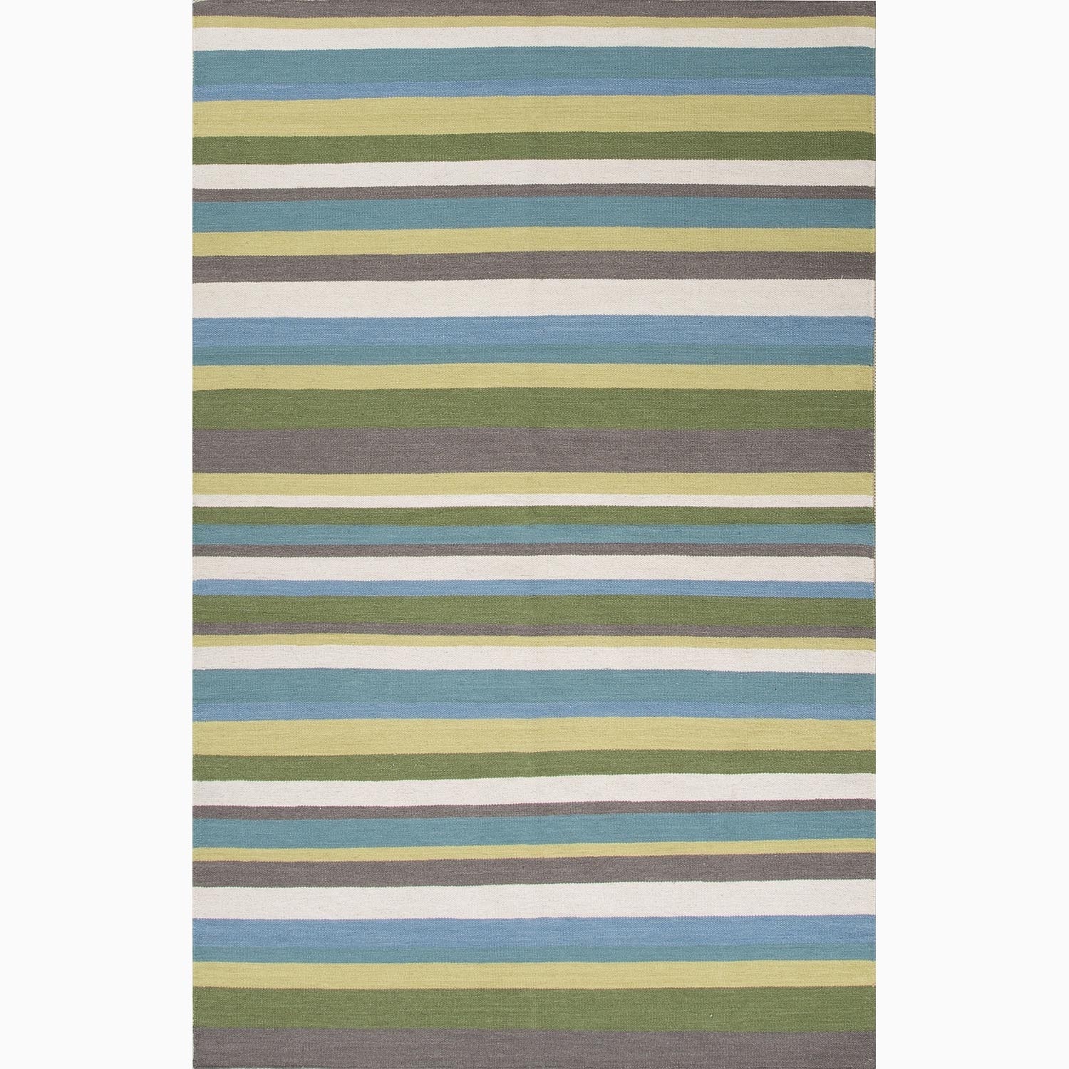 Hand made Green/ Blue Wool Easy Care Rug (5x8)