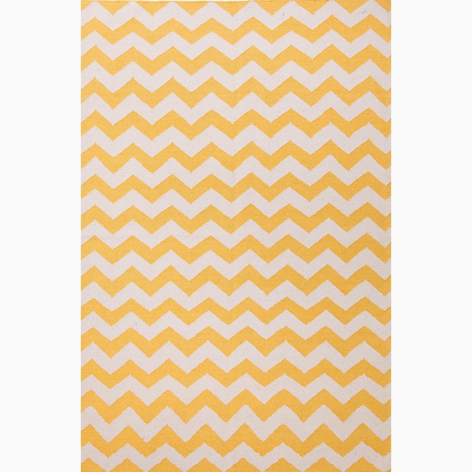 Hand made Yellow/ Ivory Wool Easy Care Rug (3.6x5.6)