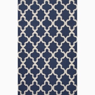 Hand Made Moroccan Pattern Blue/ Ivory Wool Rug (2X3)   15846703