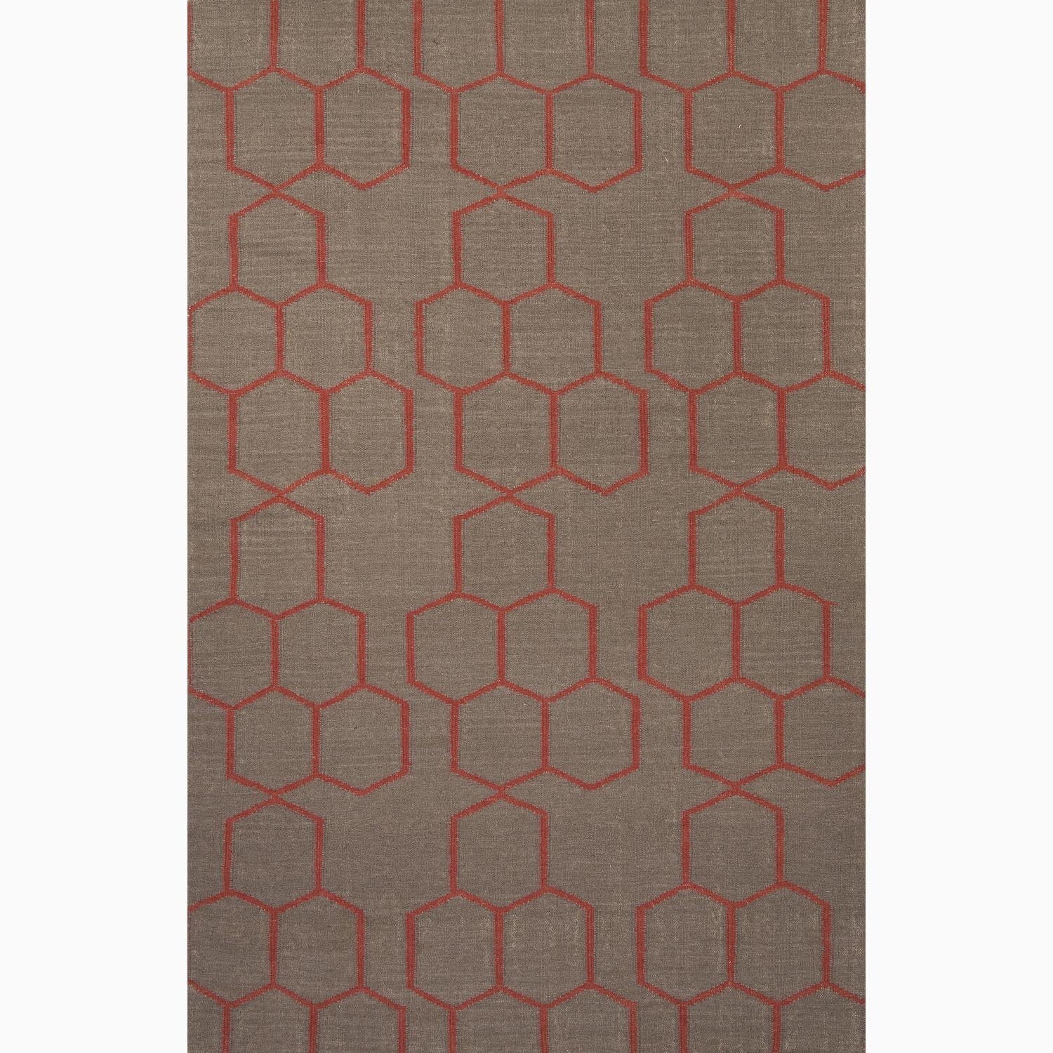 Handmade Geometric Pattern Gray/ Red Wool Rug (36 X 56)