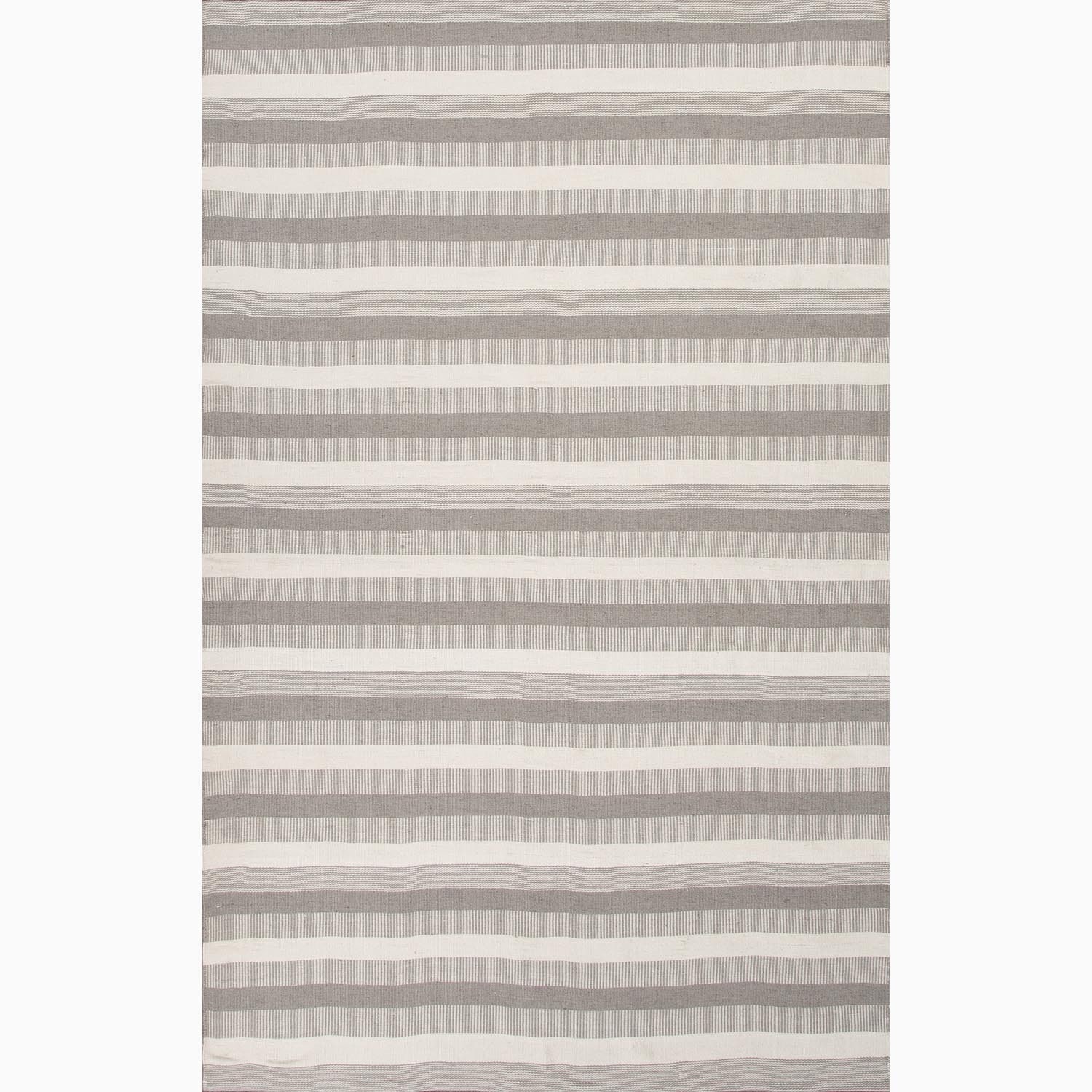 Handmade Gray/ Ivory Striped Polyester Reversible Rug (2 X 3)