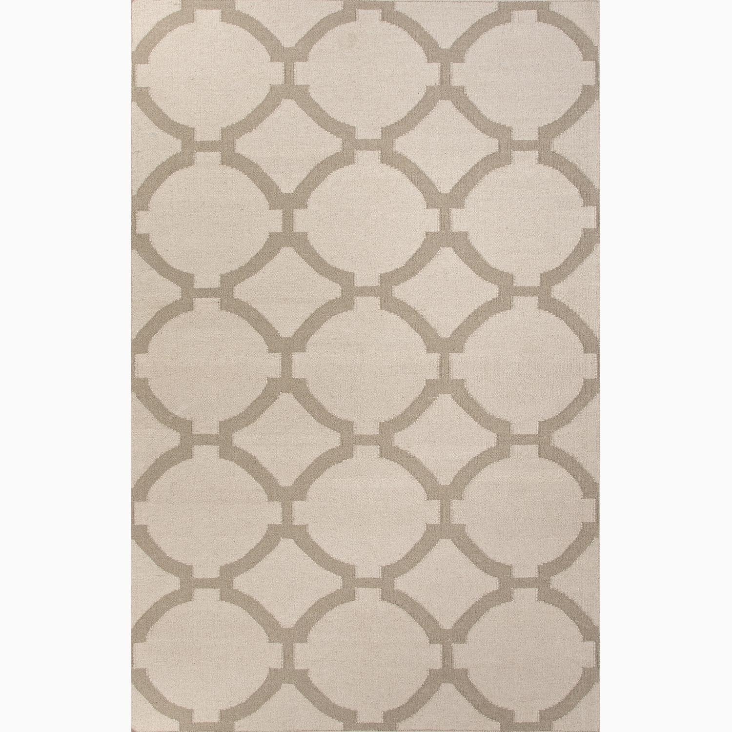 Hand made Geometric Pattern Ivory/ Gray Wool Rug (9x12)