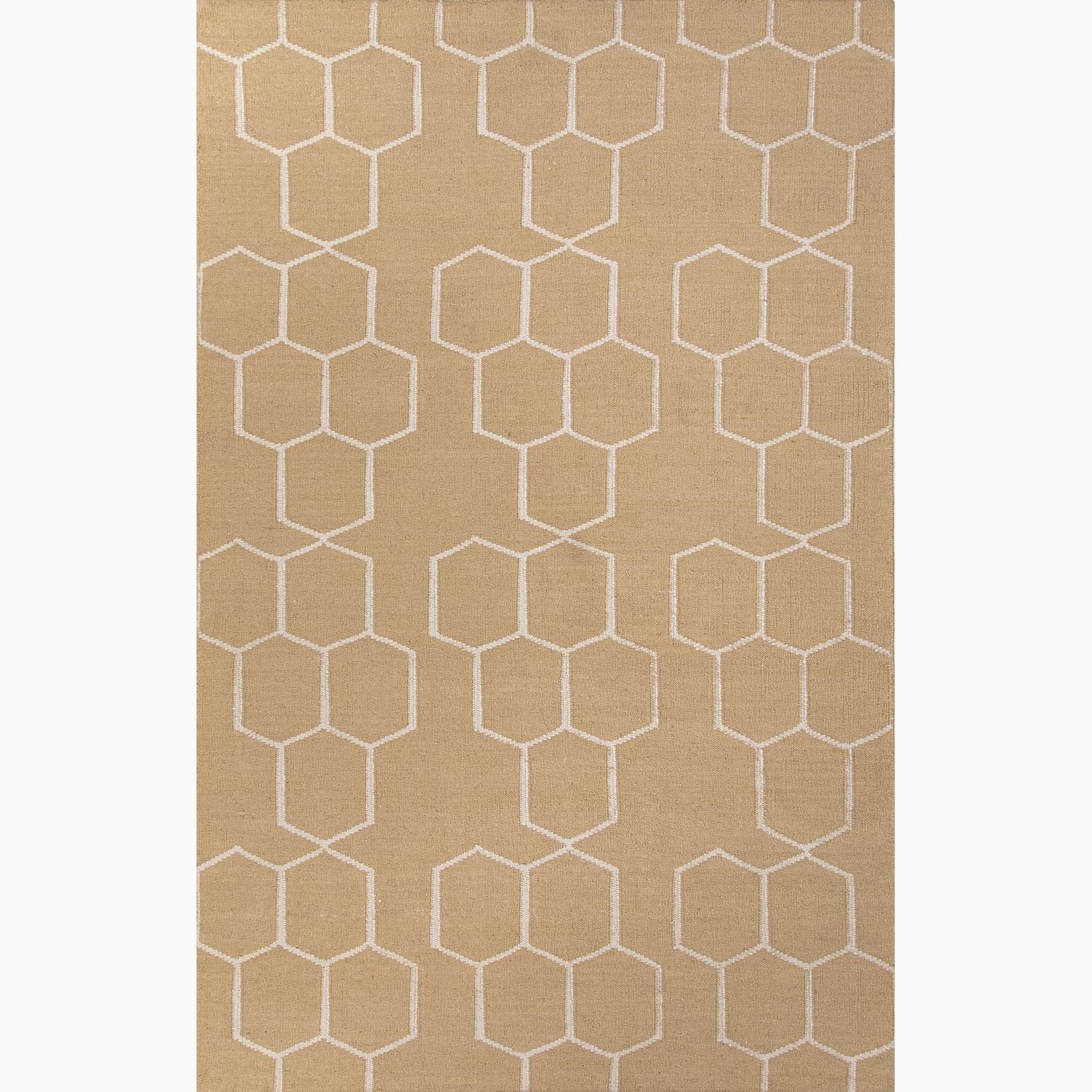 Handmade Geometric Pattern Taupe/ Ivory Wool Durable Rug (5x8)